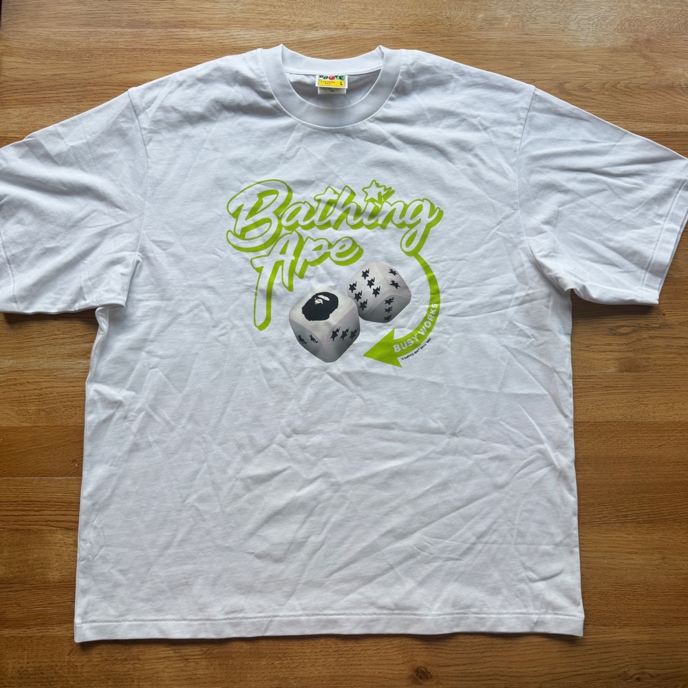 A Bathing Ape BAPE Las Vegas Exclusive Dice T-Shirt White Green Large